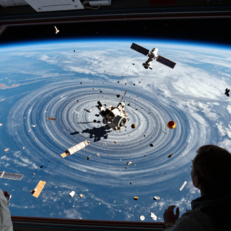 space junk seen from space station