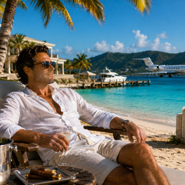 Rich man in a tropical tax haven
