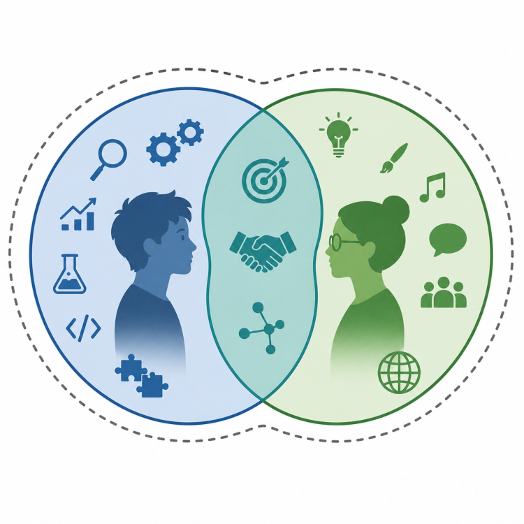 Venn diagram of two persons with overlapping skills