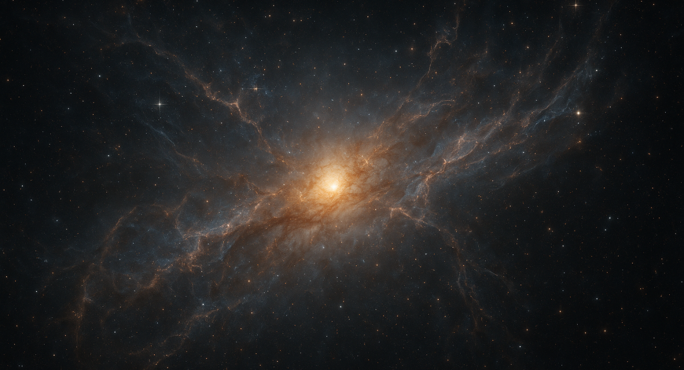 High-resolution photorealistic deep space image of NGC 1275 (Perseus A) with an immense core galaxy surrounded by vast ethereal gas filaments and structures, showing evidence of galactic collision.