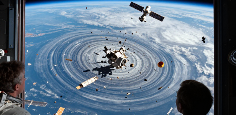 space junk seen from space station